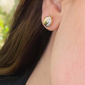 Gold Granatapfel Ohrstecker, Zirkon Akzent Ohrringe, hypoallergene Ohrstecker für Frauen, zierliche Obst Ohrringe, minimalistische Goldohrringe