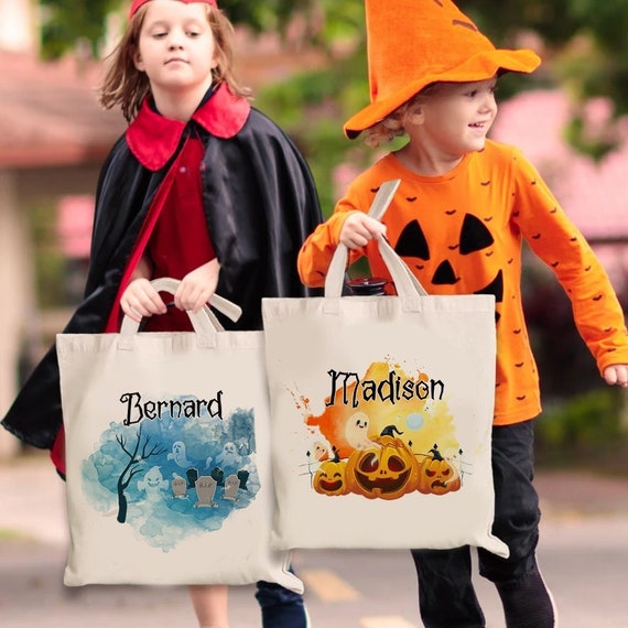 Personalized Halloween Tote Bag Customized Pumpkin Witch Etsy