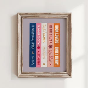 Book Spine Art - Book Stack Christmas Gift Librarian, Bookshelf Book Club Gift AP English Teacher Appreciation, Wall Art Print BIBLIOPHILE