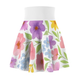 Floral Women&#39;s Skater Skirt, Spring Skirt, Casual Skirt, Floral Print Skirt, Birthday Skirt, Womens Fashion Skirt