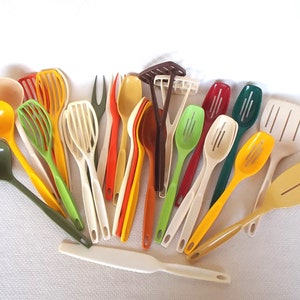 Foley Nylon Utensils, 1970s Vintage Foley Utensils, Fork, Ladle, Slotted Spoon, Spatula, Blending Whip, Potato Masher SOLD SEPARATELY