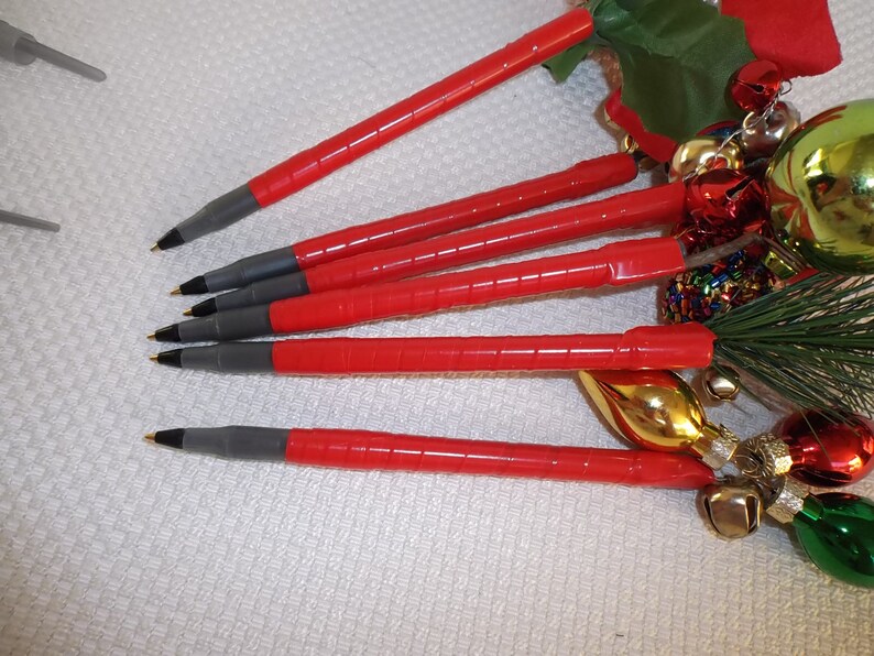 Set of 6 Christmas Pens with Christmas Ornaments and Christmas Etsy