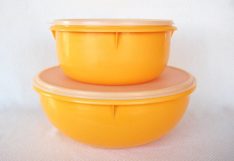 Set of 2 Vintage Tupperware Yellow Bowls Fix N Mix and Large Etsy
