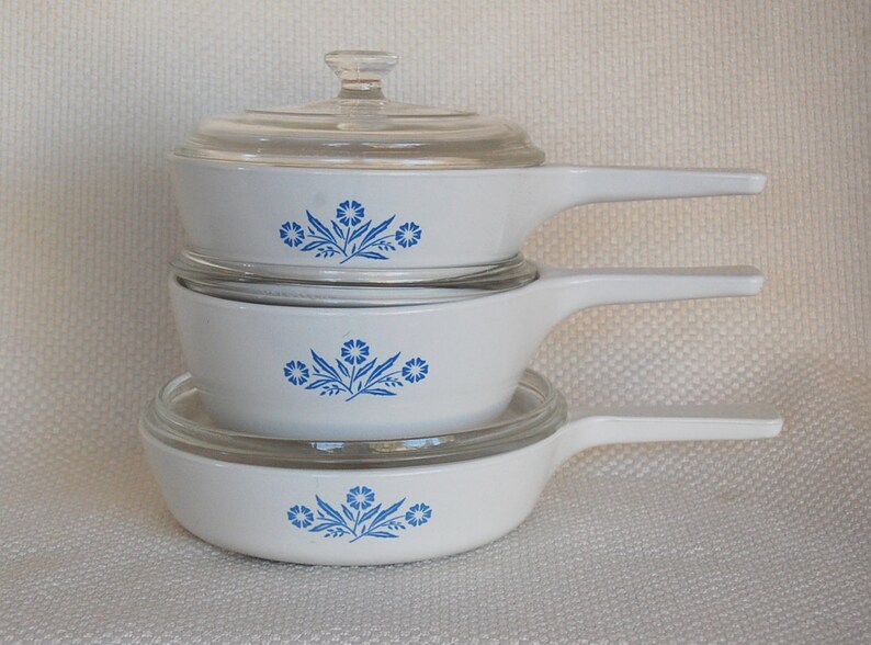 Set of 3 Vintage Corning Ware Cornflower Blue Menuettes Etsy