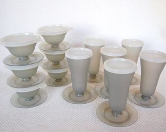 Choice of Vintage Tupperware Parfait OR Dessert Cups in Smoke Grey Color Complete with Seals, Sets of 6 SOLD INDIVIDUALLY