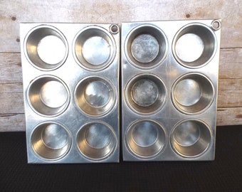 Set of 2 Vintage MIRRO Muffin Tins for One Dozen Total, Model 5206 M, really old 1920s or 1930s