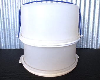 Choice of Vintage Tupperware Maxi Cake Takers, Large Cake Carriers, Almond off-white OR Speckled