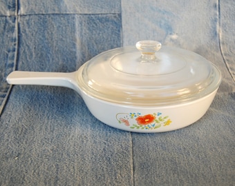 Vintage Corning Ware WILDFLOWER P-83-B Menu-ette with Pyrex Lid Corning Ware 6 inch Skillet