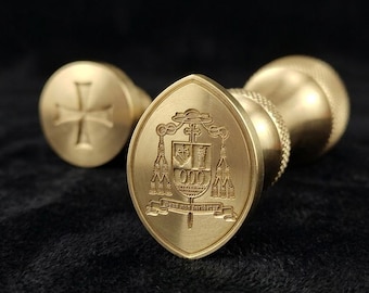 Episcopal Seal Wax Seal Stamp, Religious Heraldry Signet, Bishop’s Coat of Arms Wax Stamp, Christian Clergy Gift, Antique Style Church Seal