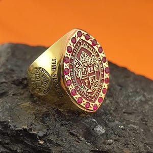Gepersonaliseerde bisschopszegelring met amethist | Aangepaste vergulde zilveren embleemring | Sieraden geestelijken of familiewapen