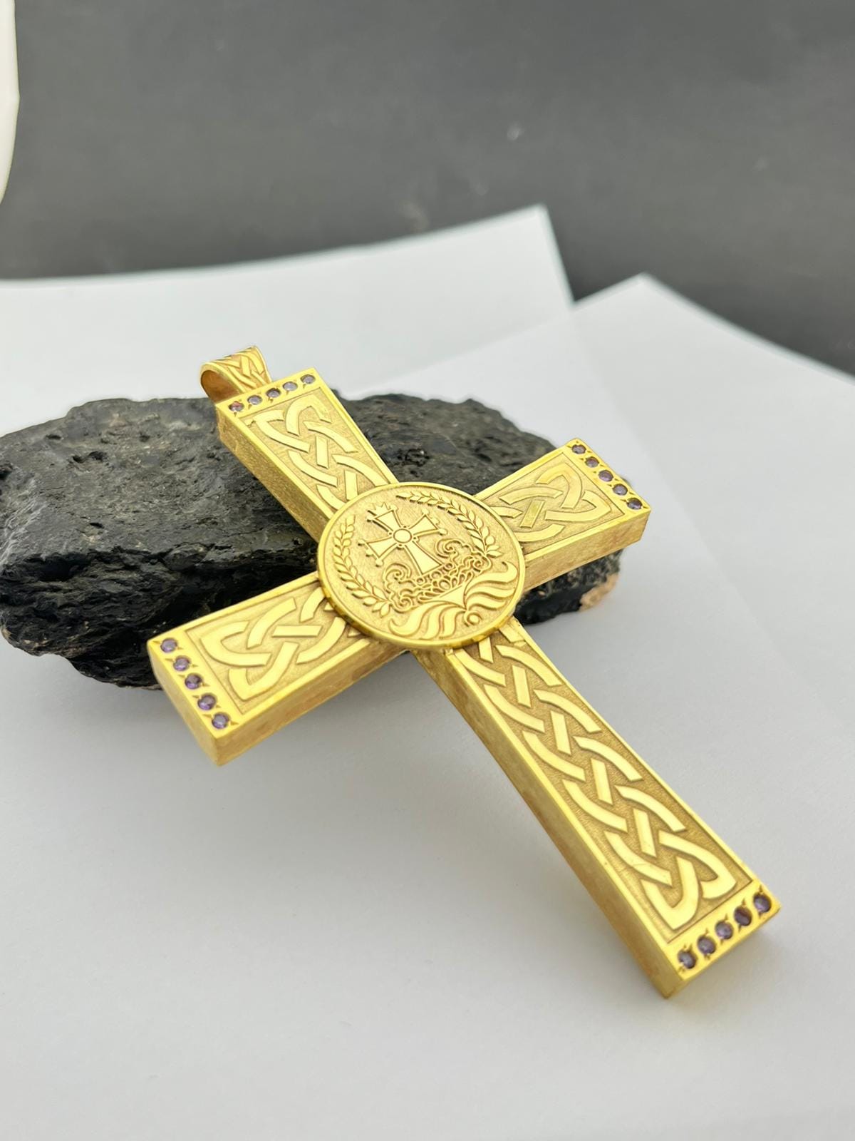 Luxury Bishop Pectoral Cross Pendant Gold | Round Byzantine Celtic ...