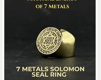 Seven Metals Solomon Seal Ring • Mystical Protective Signet Ring • Spiritual Astrology Jewelry • Custom Handmade • Star of David Ring