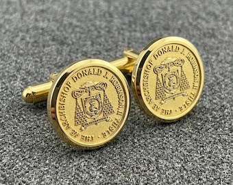 Custom Bishop Seal Cufflinks - Marquise, Shield, Round Clergy - Personalised Coat of Arms Cufflinks for Bishops & Pastors - Ordination Gift