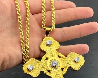 Custom Gold  Cross, Amethyst Stones, Large Pectoral Cross , Religious Gift , 925 Sterling Silver, Clergy & Church Gift,
