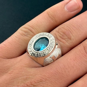 Custom Silver Bishop Ring with Gemstone – Personalized Name & Bible Verse – Religious Clergy Ring – Christian Gift for Men, Christmas Gift