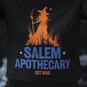 Camiseta de boticario de Salem con colores cómodos: camiseta vintage de bruja de Halloween