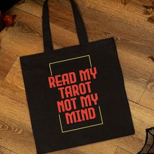 Tarot Cotton Canvas Tote Bag, Spiritual Gift for Her, Witchcraft Accessory, Astrology Lover Tote, Eco-Friendly Shopping Bag