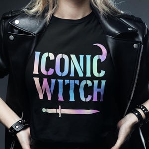 Iconic Witch holographic T-Shirt, Comfort Colors Tee, Gift for Witches, Feminist Graphic Tee, Witchcraft Shirt, Fall Witch T-Shirt