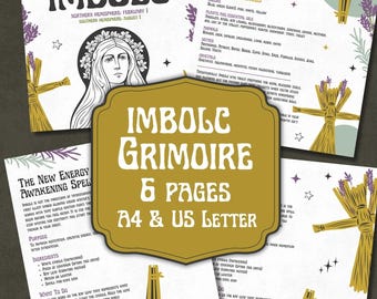 Imbolc Grimoire Printable Pages: Pagan Sabbat Digital Book of Shadows, Wheel of the Year