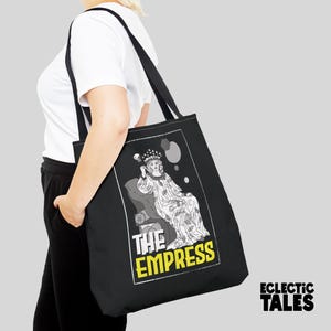 Grote draagtas The Empress, tarottas, stijlvolle canvas tas, tarotcadeau voor haar, tas kunstliefhebber, draagtas Witchy Festival, godin esthetiek