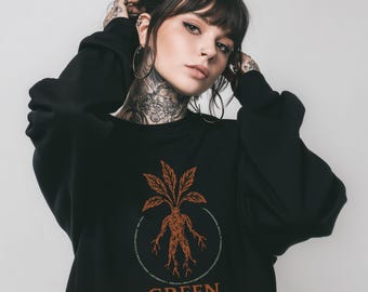 Green Witch Sweatshirt: Herbalist Shirt, Gothic Witchy Botanical Sweatshirt