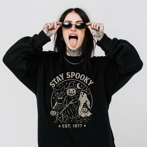 Stay Spooky Halloween Sweatshirt: Vintage Autumn Sweatshirt
