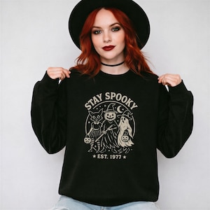 Stay Spooky Halloween Sweatshirt: Vintage Autumn Sweatshirt image 1