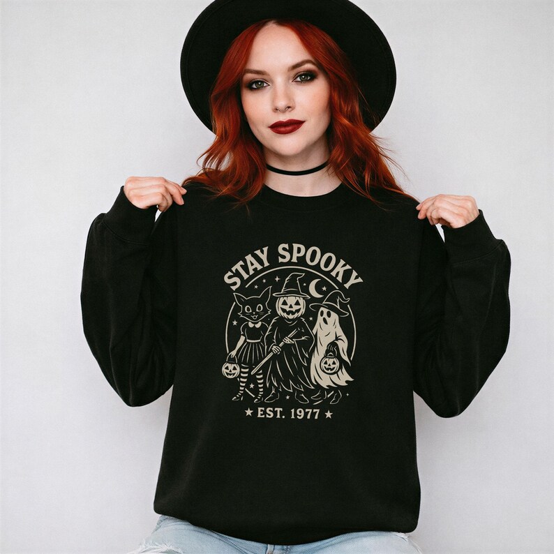 Stay Spooky Halloween Sweatshirt: Vintage Autumn Sweatshirt image 1