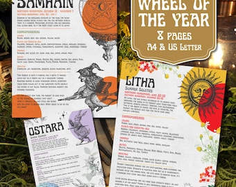 Pagan Witch Sabbat Printable Pages for Book Of Shadows, Wheel of the Year Grimoire