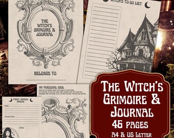 Vintage Witchcraft Printable Spellbook Pages, Witchcraft Junk Journal Spell Kit, Grimoire Magic Paper