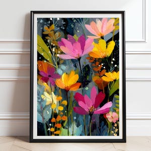 Maximalist Tropical Plant Print, Bright Wall Décor, Digital Flower Print, Botanical Poster, Colourful Jungle Art, Modern Tropical Download