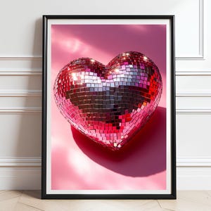 Disco Heart, Heart Disco Ball, Digital Wall Art, Disco Ball Wall Art, Aesthetic Wall Art, Valentine’s Decor, Digital Download, Printable