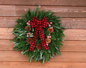 Buffalo Plaid Evergreen Wreath