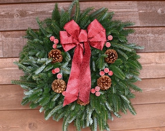 Sparkly Red Evergreen Wreath