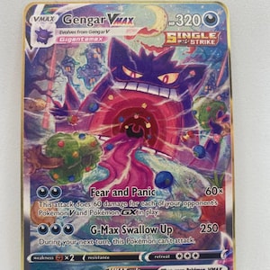 Pokemon Karte Gengar VMax Kind Metallkarte Geschenk Gold Metall Kind Kindergeschenk Geburtstag