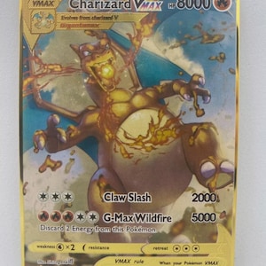 Pokemon Karte Glurak VMax Geschenk Kind Geburtstagsgeschenk Charizard Metallkarte Taufe