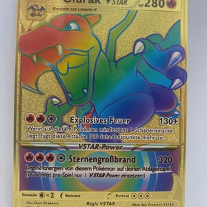 Pokemon Karte Glurak Metall Geschenk Kind Kindergeschenk Geburtstag Metallkarte Taufe Partner gefährliches Monster