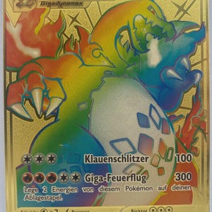 Pokemon Karte Glurak VMax Metallkarte Rainbow Geschenk Kind Geburtstagsgeschenk Charizard