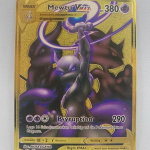Pokémon Karte Mewtwo / Mewtu GX Kind Geschenk Weihnachten Gold Ostern Gold Metall Metallkarte