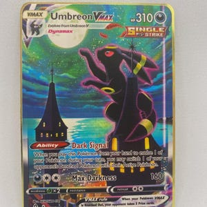 Pokémon Metall Karte Nachtara VMax Umbreon Kind Geschenk Weihnachten Geschenk Kind Kindergeschenk Geburtstag Taufe Metallkarte
