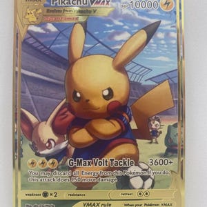 Pokémon Karte Pikachu Vmax Kind Fußball Metallkarte Geschenk Gold Metall Kind Kindergeschenk Geburtstag Metallkarte