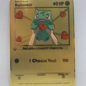 Pokémon Karte Partner Geschenk Bisasam / Bulbasaur Liebe Love Kuss Jahrestag Geburtstag Taufe Kind Monatstag