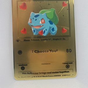 Pokémon Karte Partner Geschenk Bisasam / Bulbasaur Liebe Love Kuss Jahrestag Geburtstag Taufe Kind Monatstag
