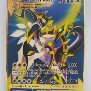 Pokémon Karte Arceus Kind Geschenk Ostern Geburtstag Weihnachten Gold Metall Metallkarte