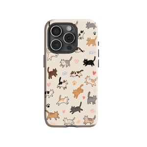 Kitten Cat Phone Case, Kawaii Cat Meme Cat lover Cute Cat Art Cover for iPhone 16 15 14 13 12 11 Pro Max and Samsung Galaxy S23 S22 S20Ultra
