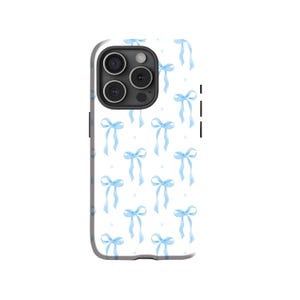 Soft Blue Coquette Phone Case, Bow Phone Case, Soft Girl Aesthetic, for iPhone 17 16 15 14 13 12 11 XR SE & Samsung S25 S24 S23 S22 Ultra