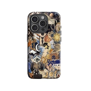 Vintage Celestial Aesthetic Phone Case, Mosaic Art, Vintage mosaic magic for iPhone 16 15 14 13 12 11 Pro Max, Samsung S23 S22 S21 S20 Ultra