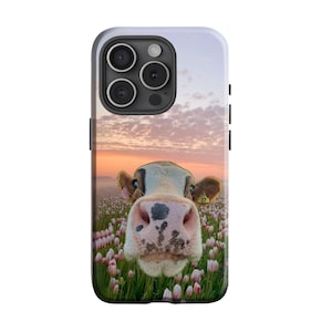 Cute Cow Phone Case Calf Farm Milk Pasture Cover for iPhone 16 15 14 13 12 Samsung S25Ultra S24 S23FE A54 A34 A15 A14 Flower field Cover
