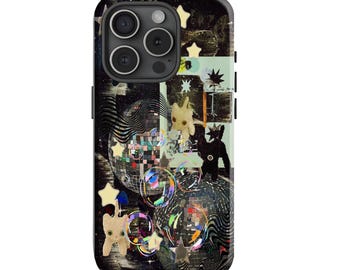 Whimsical Disco Cat Phone Case – Surreal Collage Art iPhone Cover –  for iPhone 17 16 15 14 13 12, Samsung S23 S22 A74 A54 A14 S24