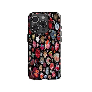 Y2K Phone Case - Heart Pattern Art Case for iPhone 17, 16, 15, 14, 13, 12, 11, Pro, Pro Max, Plus and Samsung Galaxy S25, S24, S23, S22